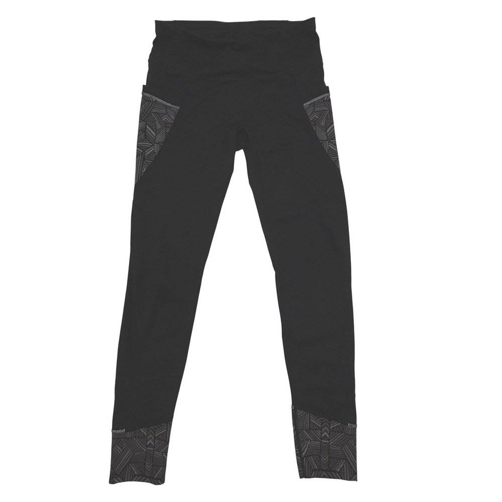Athleta Women Black‎ Geometric Mesh Panel Pocket Leggings Small RN 54023